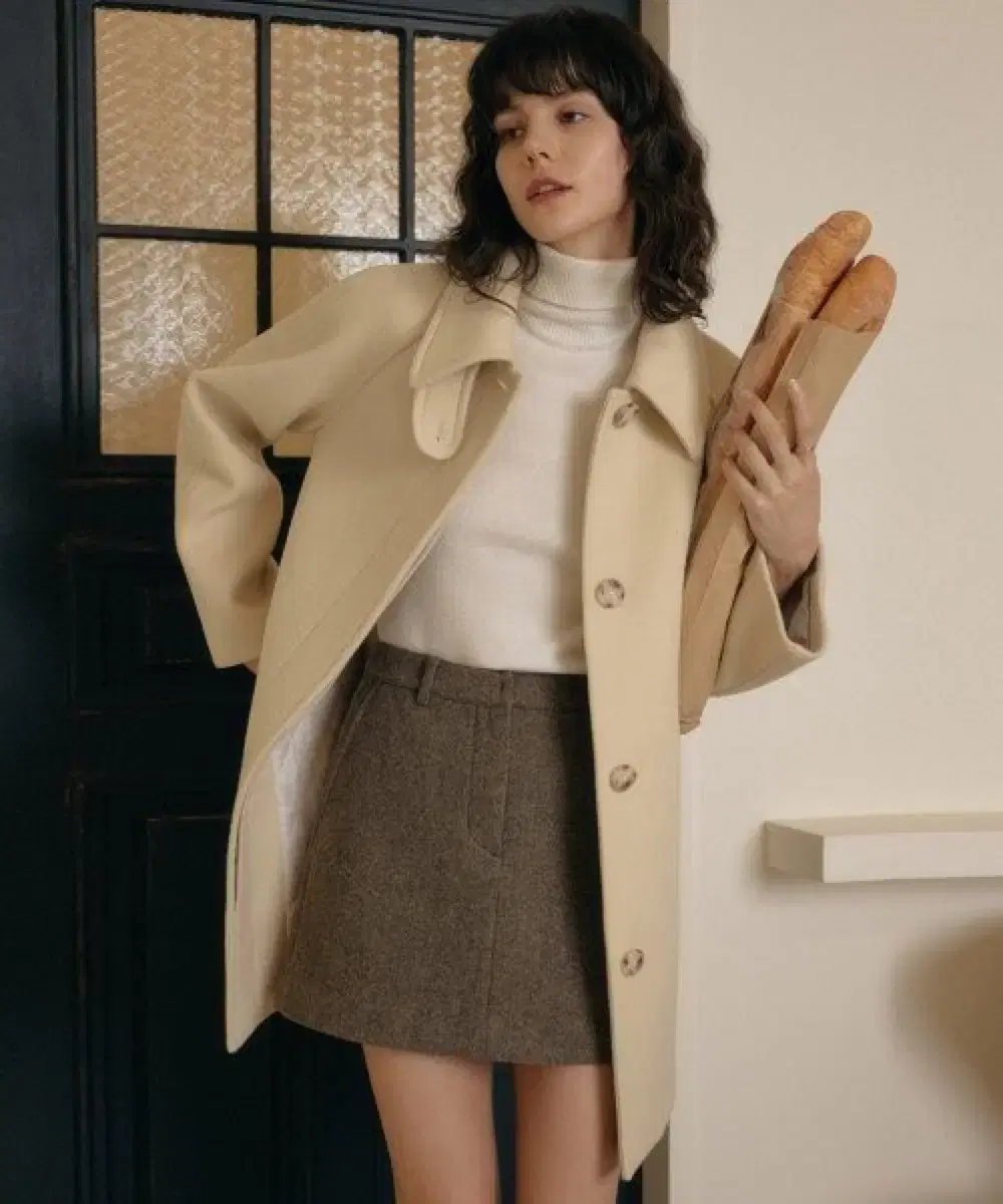 룩캐스트 카나 하프 울 코트 KANA HALF WOOL COAT 버터